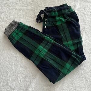 Aerie Green Plaid Jogger Lounge Pants Womens XS Flannel Buffalo Check Cozy